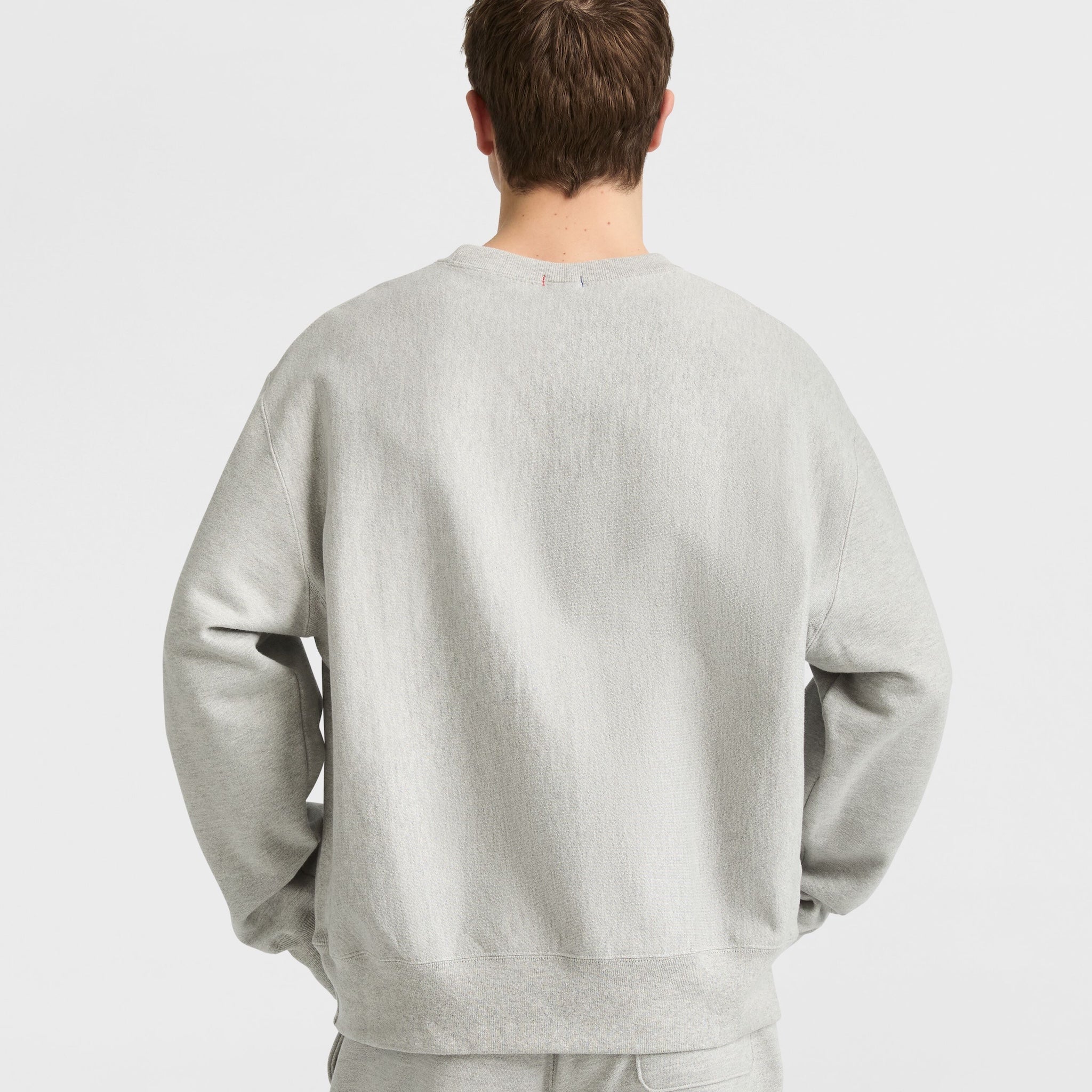 Reverse Weave Crewneck Sweatshirt. White Vintage Script Logo - Image 2