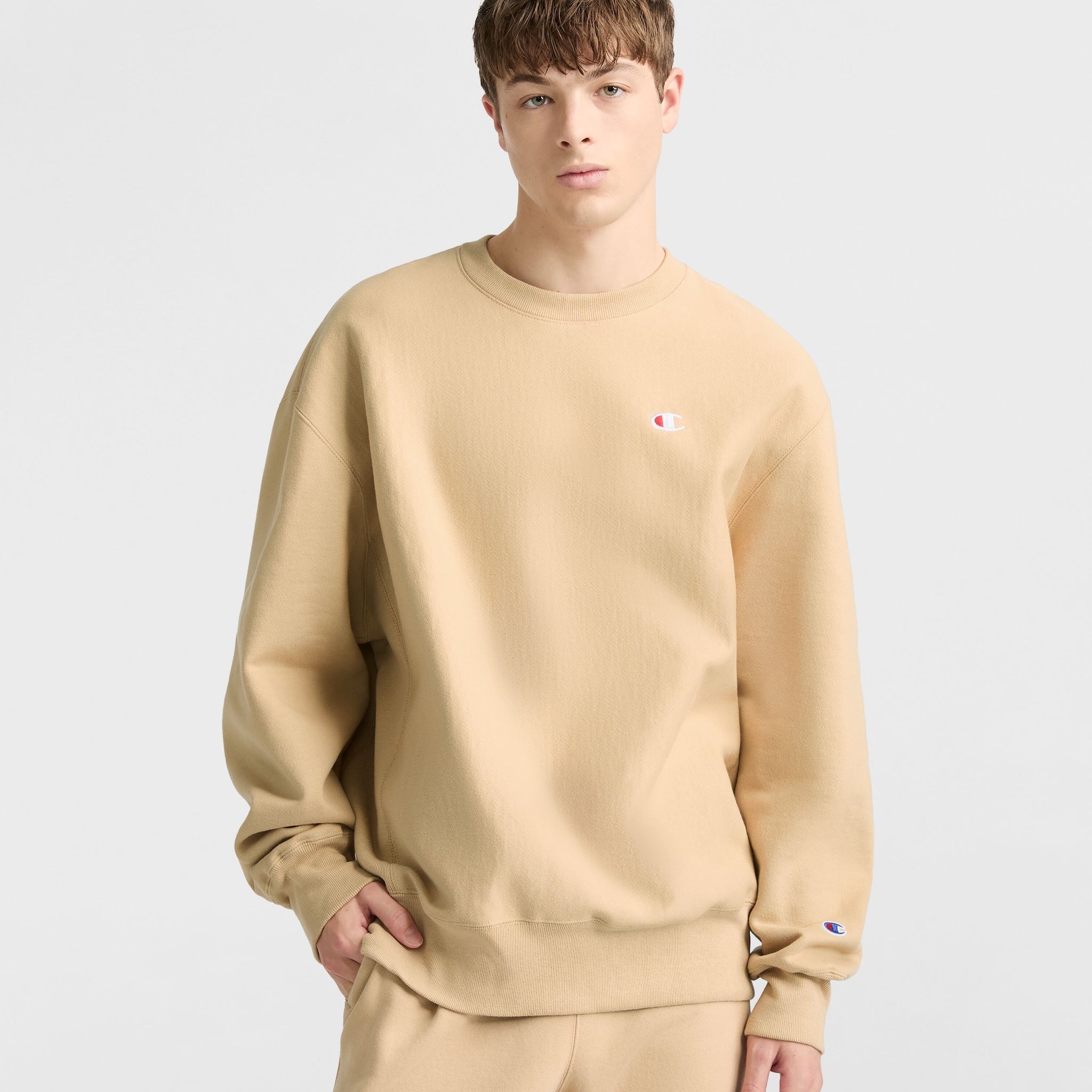 Reverse Weave Stadium Crewneck Sweatshirt. C Logo