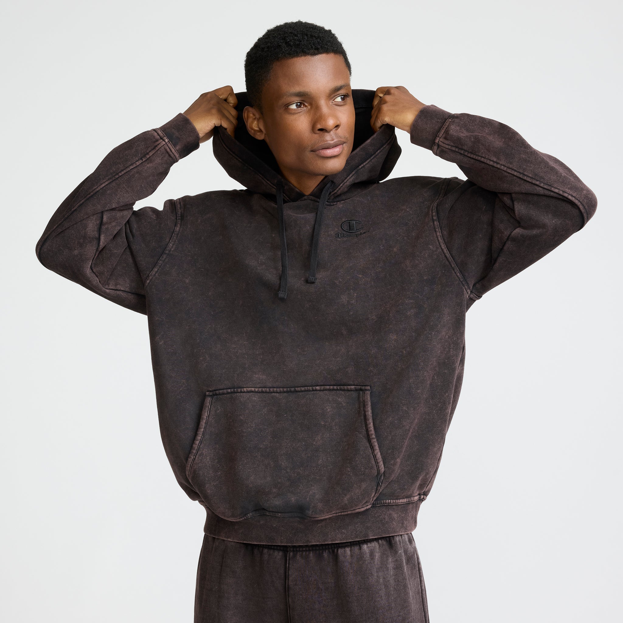 Time Capsule Hoodie. Left Chest C Champion Script Logo